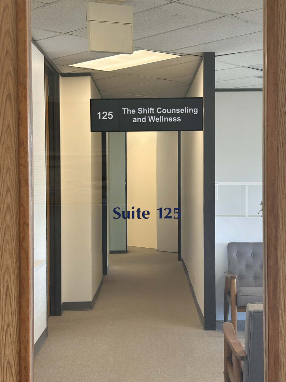 A comfortable, calm therapy office setting